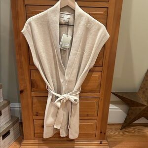 Barefoot Dreams Stone CozyChic Ultra Lite Waist Tie Sweater Vest. XS